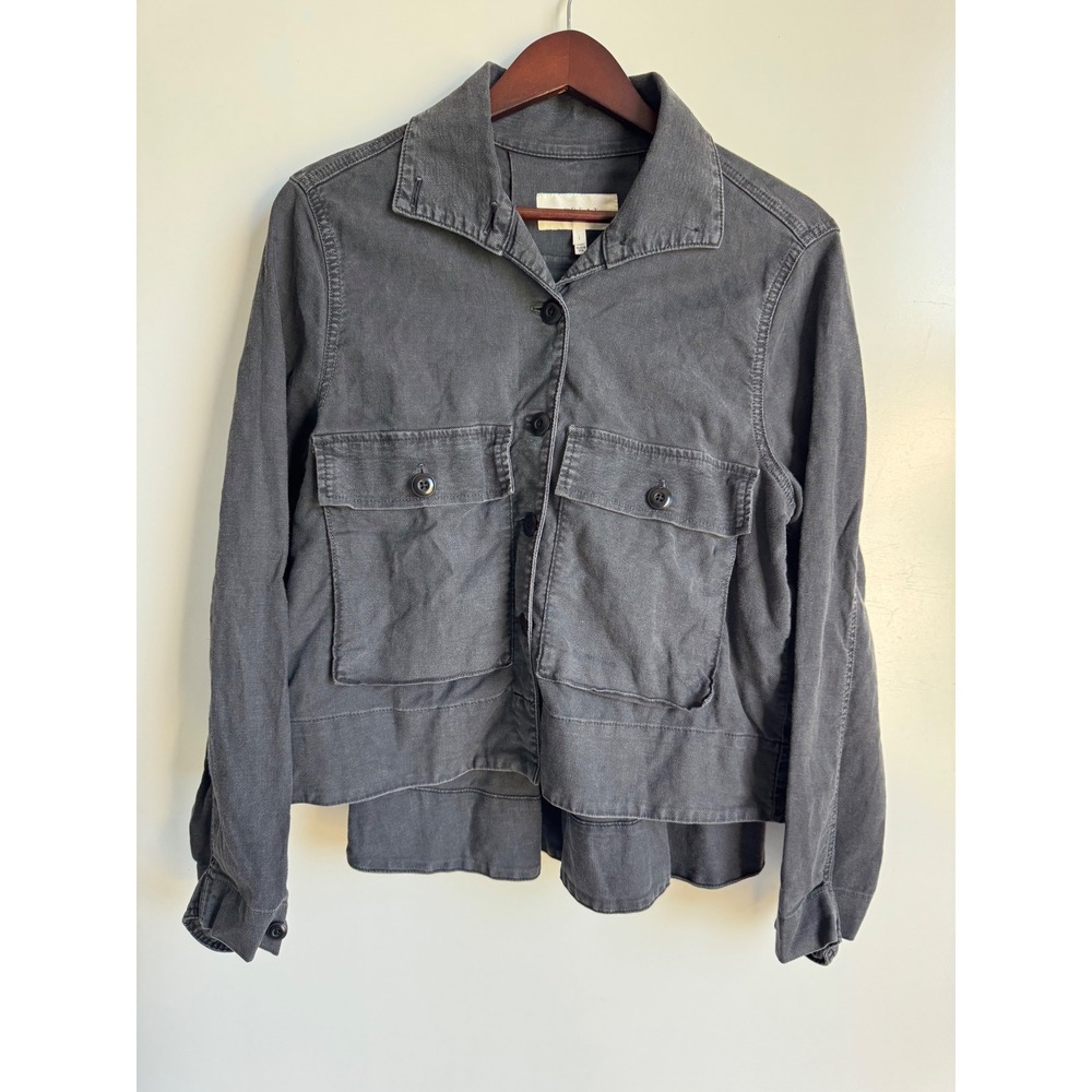 The Great. Swingy Army Utility Jacket Black Grey Cotton Linen Workwear Chore S